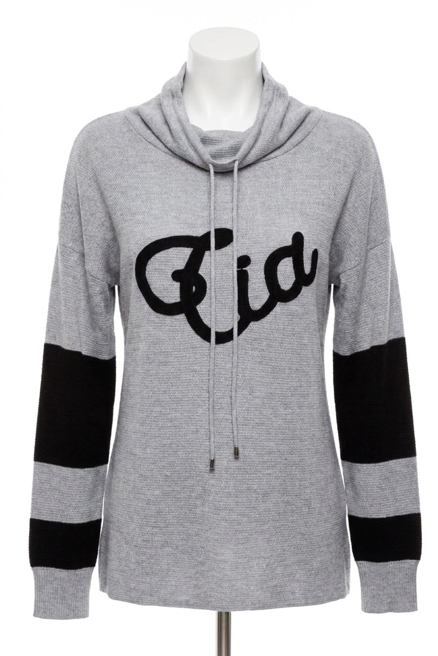 NEW ANGEL ciao crew neck sweater in gray/black